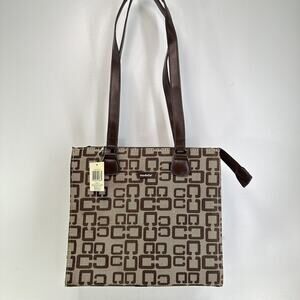 Modella Handbag Women M Brown Signature Canvas Hardcase Purse Shoulder Bag Lined